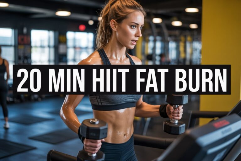 20-minute cardio HIIT workout using weights and treadmill to boost fat burn and fitness.